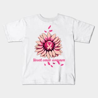 Breast Cancer Awareness. Sunflower Rosa Kids T-Shirt